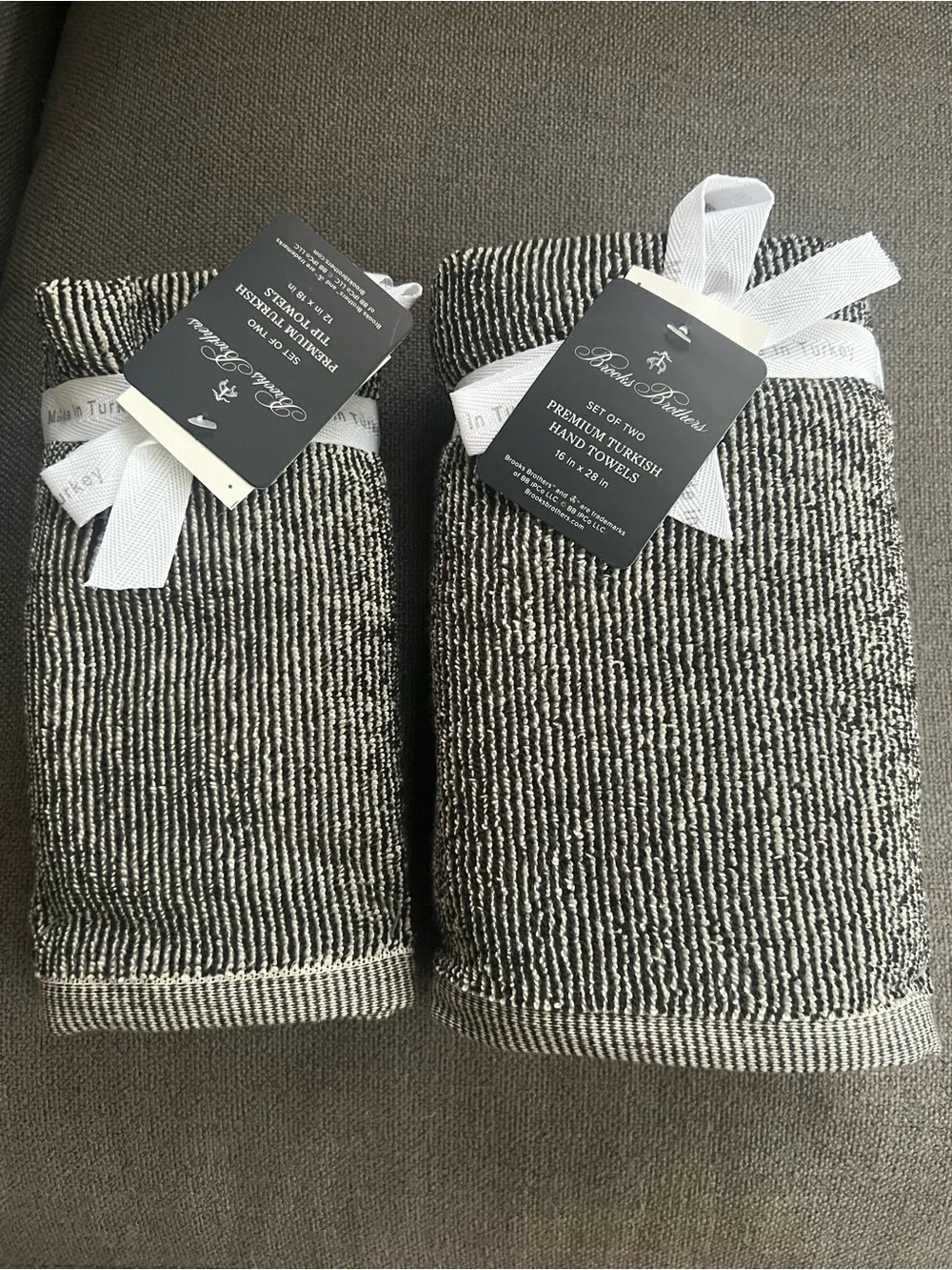 Brooks Brothers Turkish Bath Towel Set 6 pc black stripe new rare
